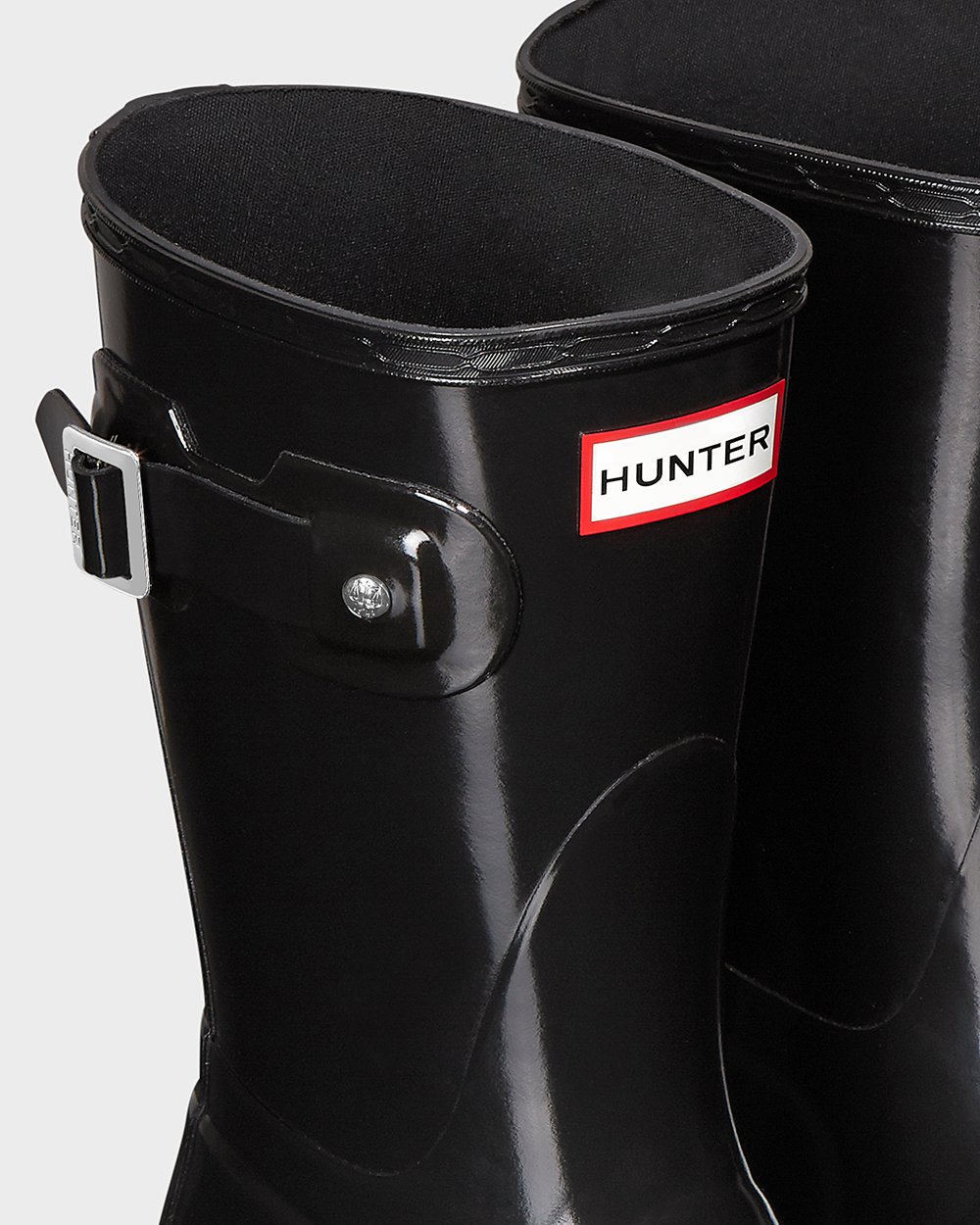 Womens Short Rain Boots - Hunter Original Gloss (10UKIAGPC) - Black